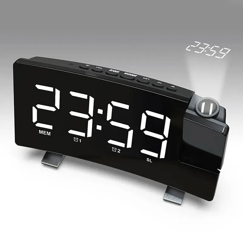 Projection Digital Alarm Clock for Bedroom Large LED Alarm Clock Projection on Ceiling Wall 180°Projector for Heavy Sleeper New