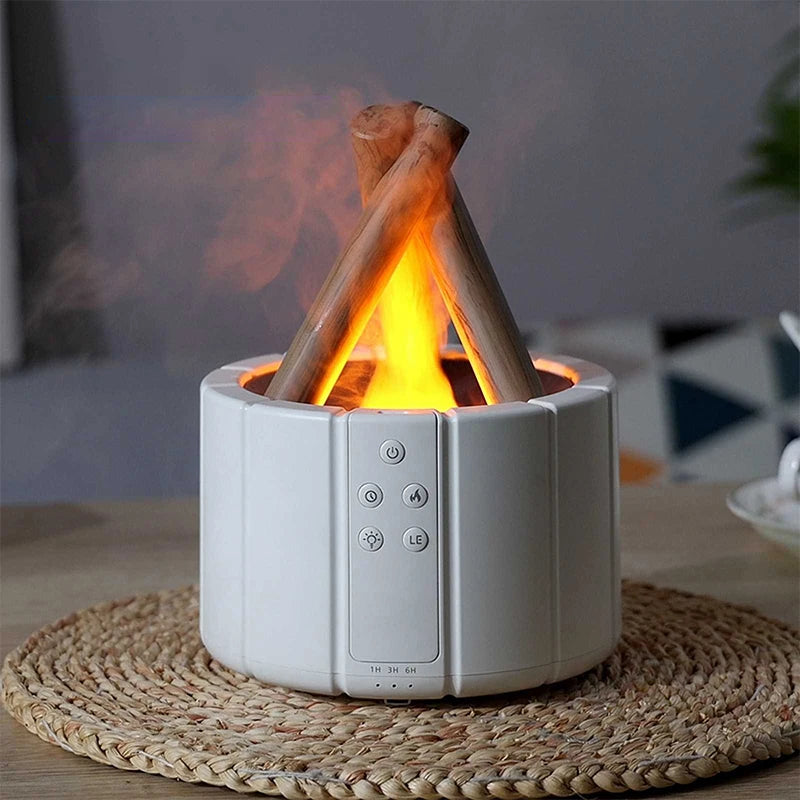 2025 New Simulated Flame Aroma Diffuser Bonfire Air Humidifier Ultrasonic Cool Mist Maker Fogger LED Essential Oil Lamp Difusor