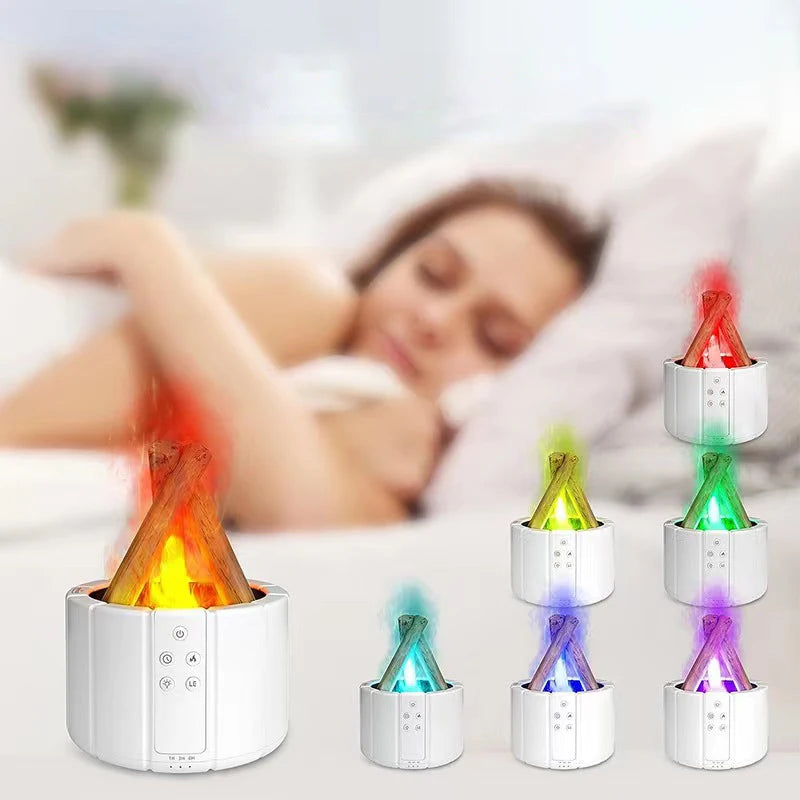2025 New Simulated Flame Aroma Diffuser Bonfire Air Humidifier Ultrasonic Cool Mist Maker Fogger LED Essential Oil Lamp Difusor