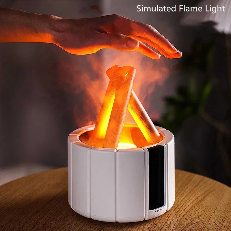 2025 New Simulated Flame Aroma Diffuser Bonfire Air Humidifier Ultrasonic Cool Mist Maker Fogger LED Essential Oil Lamp Difusor