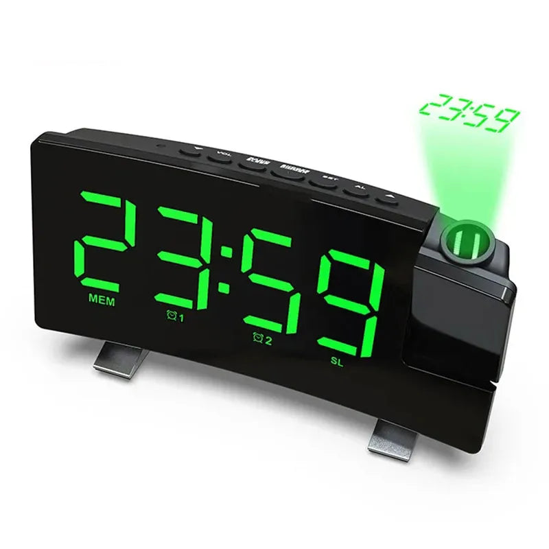 Projection Digital Alarm Clock for Bedroom Large LED Alarm Clock Projection on Ceiling Wall 180°Projector for Heavy Sleeper New