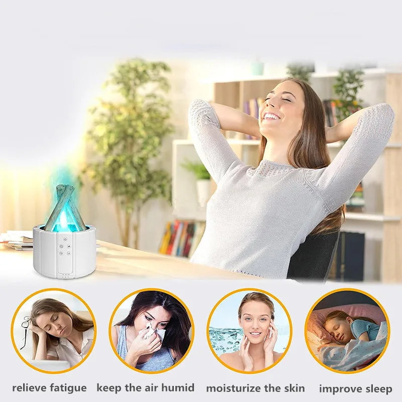 2025 New Simulated Flame Aroma Diffuser Bonfire Air Humidifier Ultrasonic Cool Mist Maker Fogger LED Essential Oil Lamp Difusor
