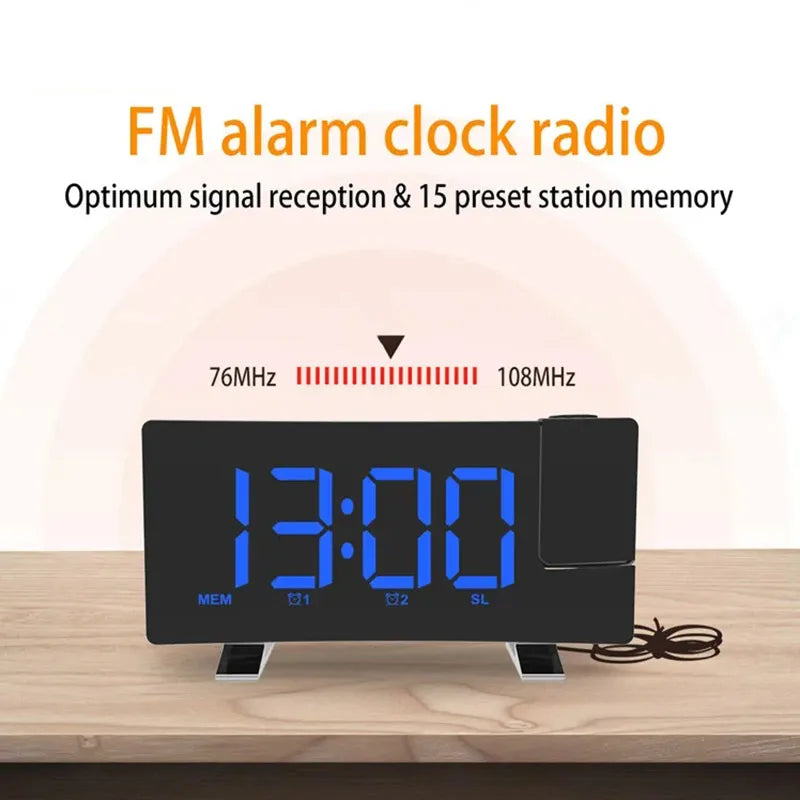 Projection Digital Alarm Clock for Bedroom Large LED Alarm Clock Projection on Ceiling Wall 180°Projector for Heavy Sleeper New
