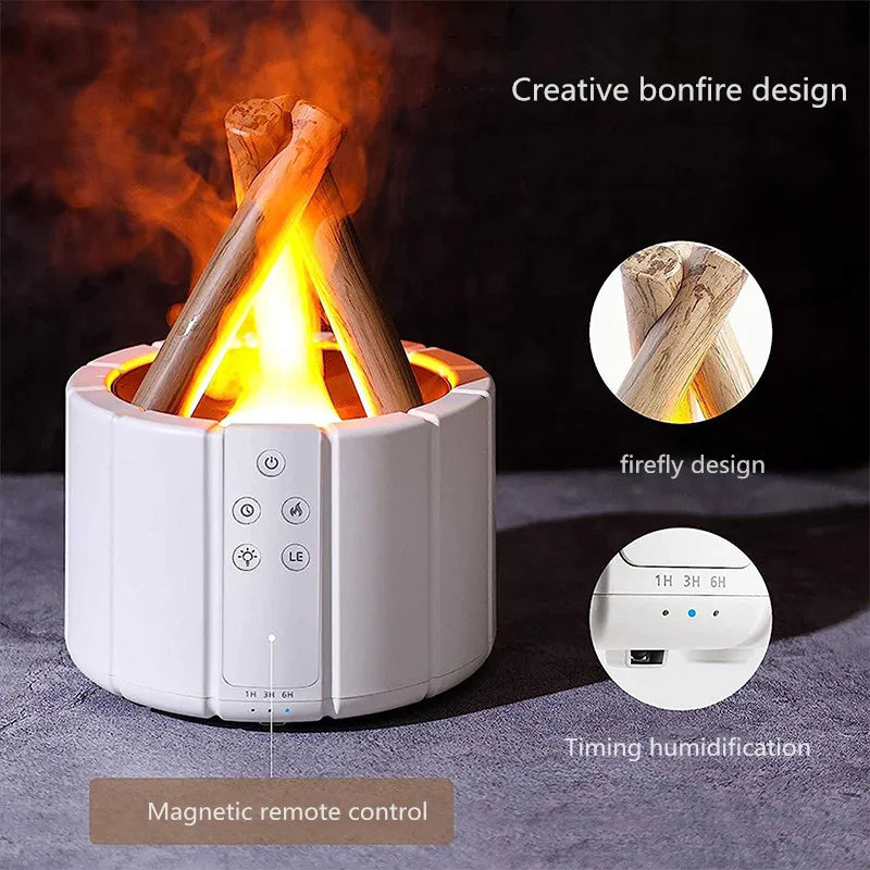 2025 New Simulated Flame Aroma Diffuser Bonfire Air Humidifier Ultrasonic Cool Mist Maker Fogger LED Essential Oil Lamp Difusor
