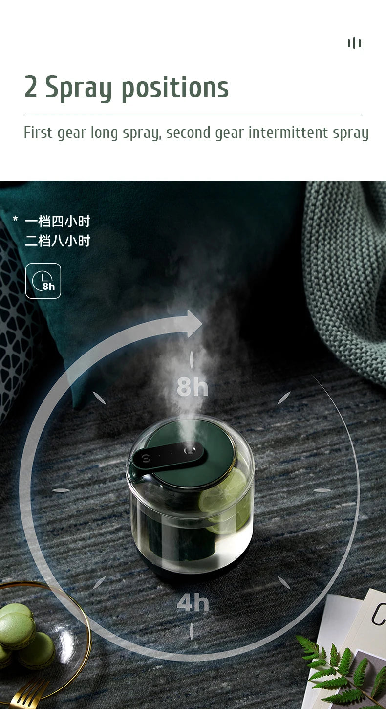 1L Large Capacity Rechargeable Air Humidifier 2000mAh Battery Aroma Essential Oil Diffuser USB Mist Maker LED Light for Home