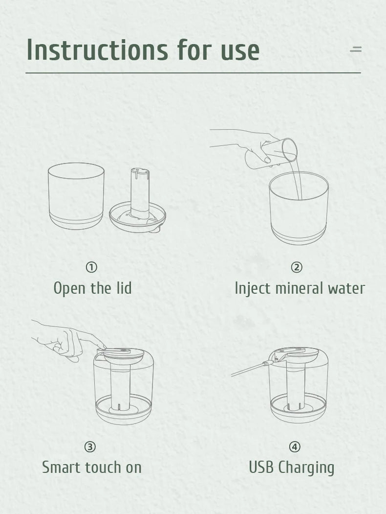 1L Large Capacity Rechargeable Air Humidifier 2000mAh Battery Aroma Essential Oil Diffuser USB Mist Maker LED Light for Home