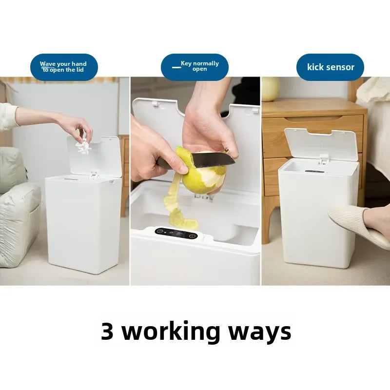 NEW Smart Trash Can Automatic Sensor Home Bathroom Kitchen Living Room Bedroom Medical Waste Bin Simple Electric Plastic