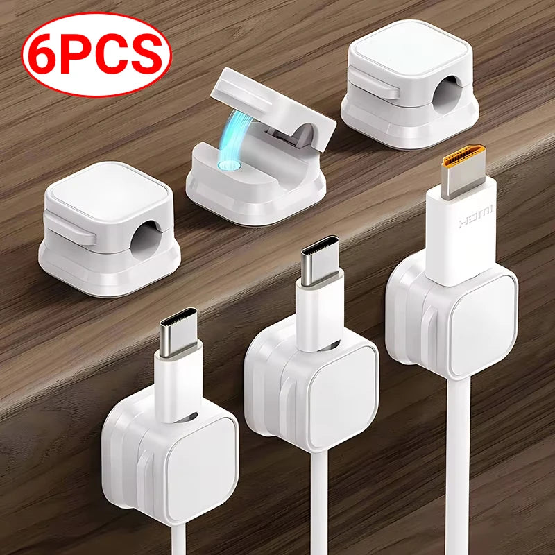 Magnetic Cable Clip 1/6 Pcs Cable Holder Adhesive Wire Keeper Cord Cable Organizer for Home Office Under Desk Management