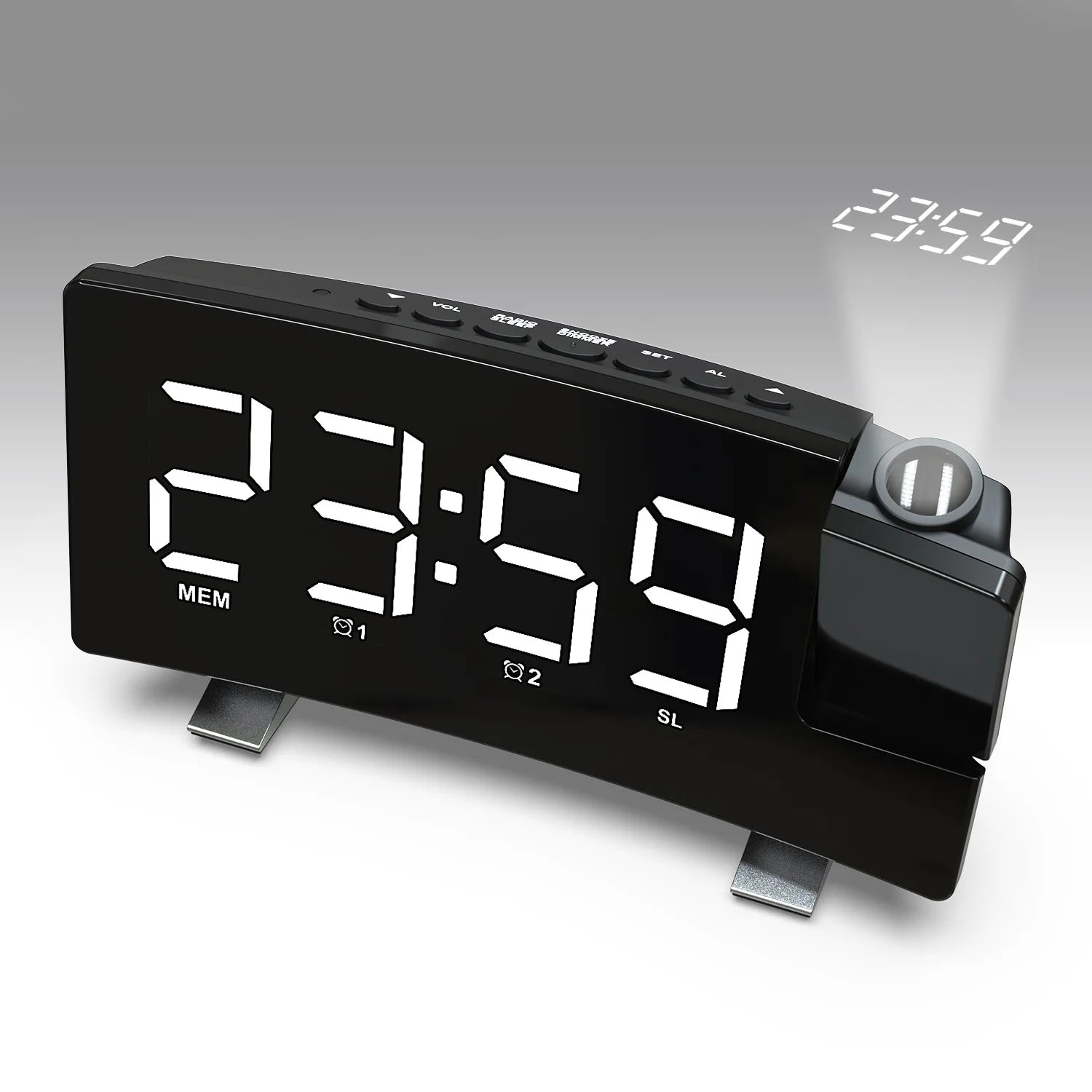 Projection Digital Alarm Clock for Bedroom Large LED Alarm Clock Projection on Ceiling Wall 180°Projector for Heavy Sleeper New