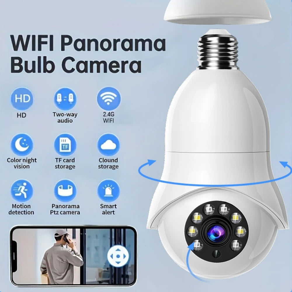 Lightbulb Security Camera Outdoor WiFi Video Surveillance 1080P Camera Home Security Monitor  Full Color Night Visi Camera