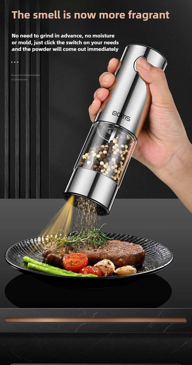 Electric Pepper Grinder Automatic Spice Grinder USB Rechargeable Adjustable Coarseness Spice Mill Kitchen Gadget Tools