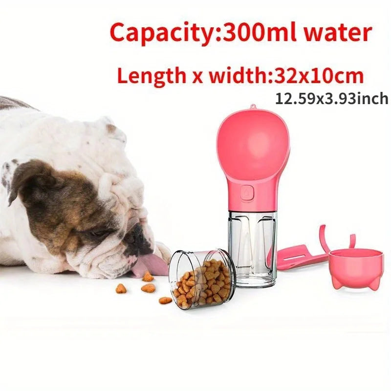 Portable Multifunction Dog Water Bottle Food Feeder Pet Travel Drinking Bowl Poop Dispenser Leak-proof Puppy Waterer Bottle