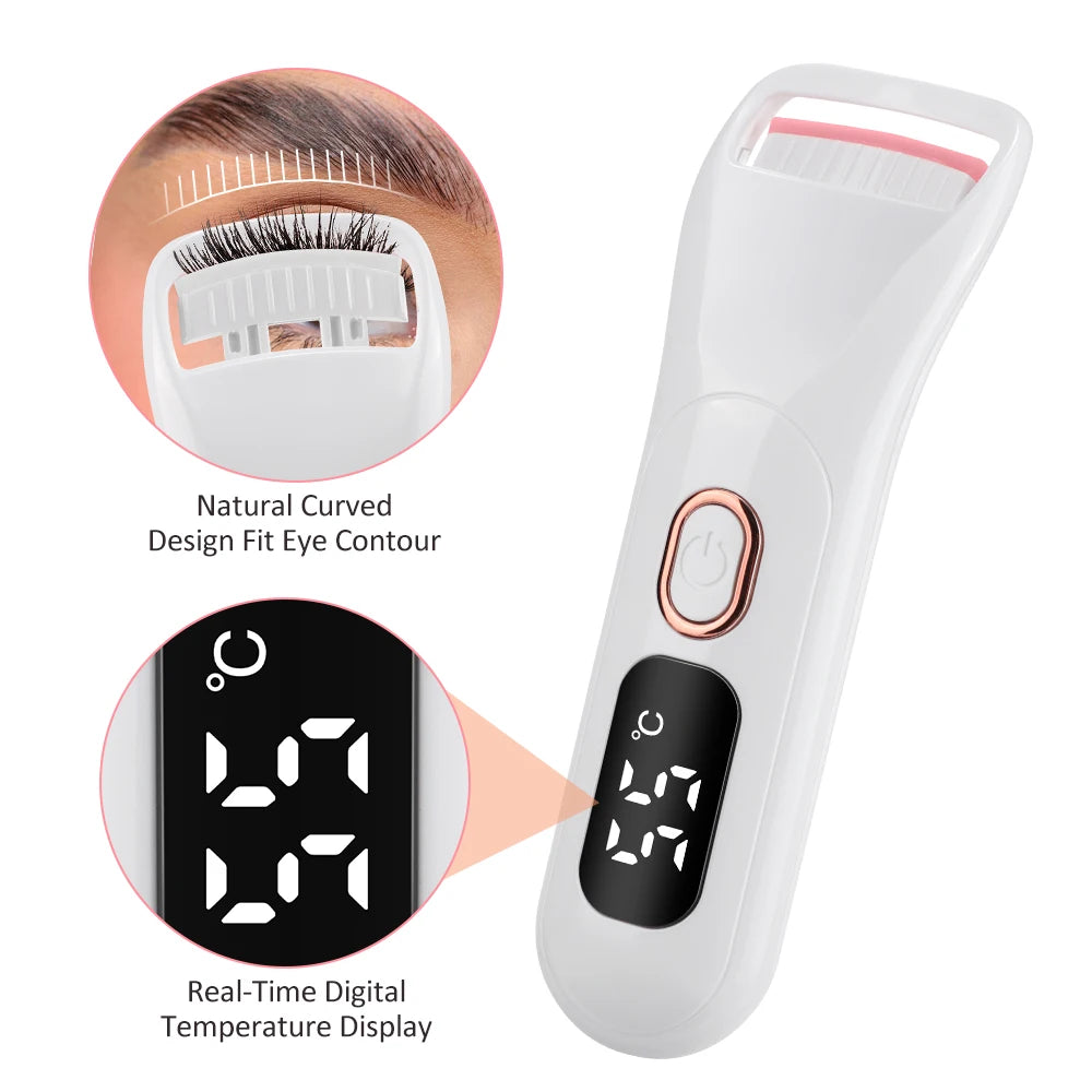 Electric Eyelash Curler Portable 3 Levels Eyelash Curling Device Quick Natural Eyelash Curler Long Lasting Lady Make up Tool