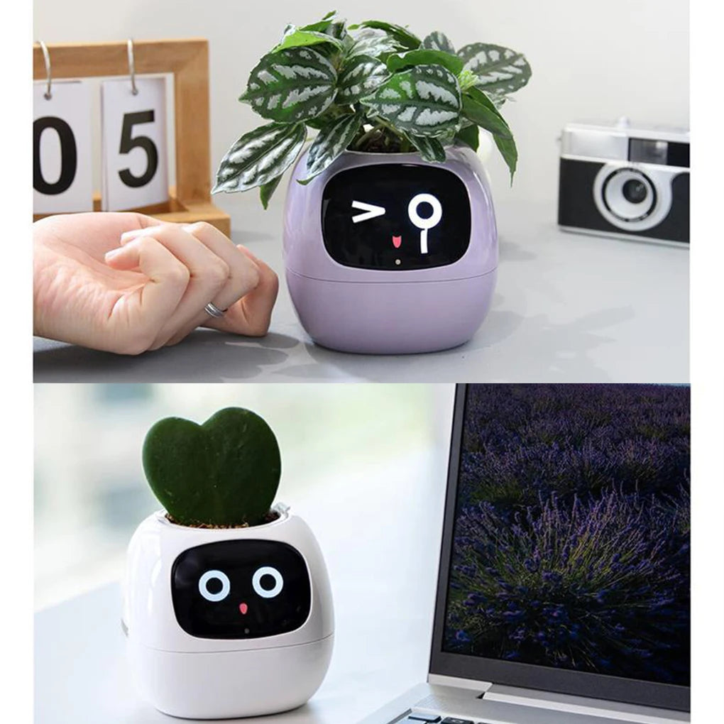 Smart Flowerpots Plant Cute Pet Intelligent Lazy Automatic Suction Flower Shape USB Rechargeable Indoor Plant Small Flower Pot