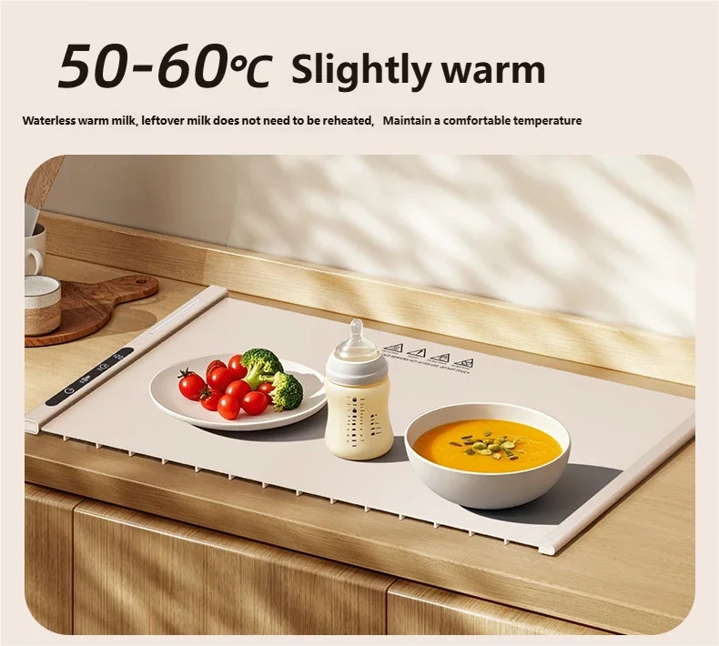 Electric Warming Tray Foldable Food Warmer Mat with 3 Tem Setting Fast Full Surface Heating Portable Electric Food Warming Tray
