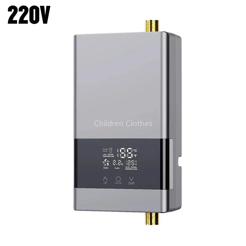 110V/220V Instant Water Heater Bathroom Kitchen Wall Mounted Electric Water Heater LCD Temperature Display with Remote Control