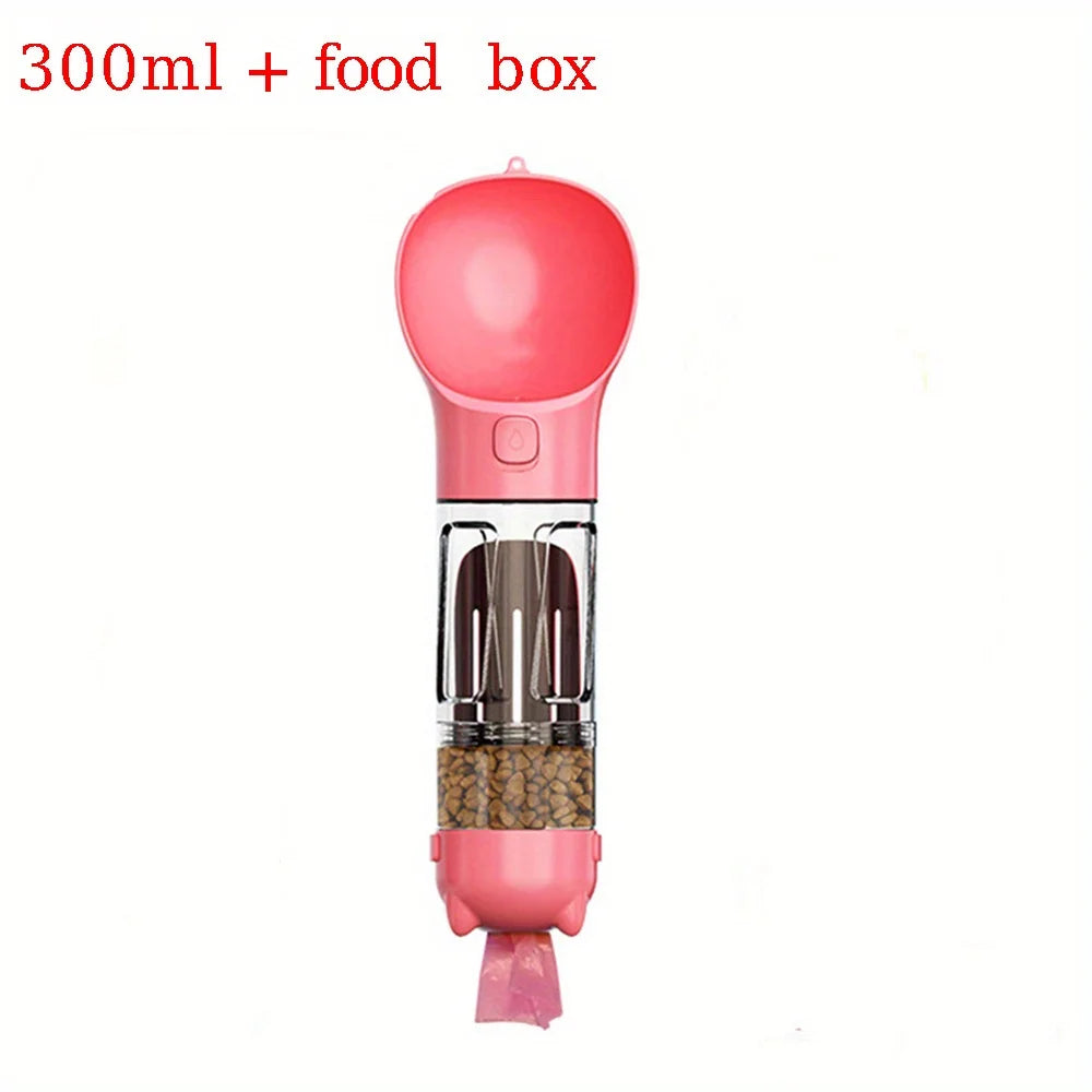 Portable Multifunction Dog Water Bottle Food Feeder Pet Travel Drinking Bowl Poop Dispenser Leak-proof Puppy Waterer Bottle
