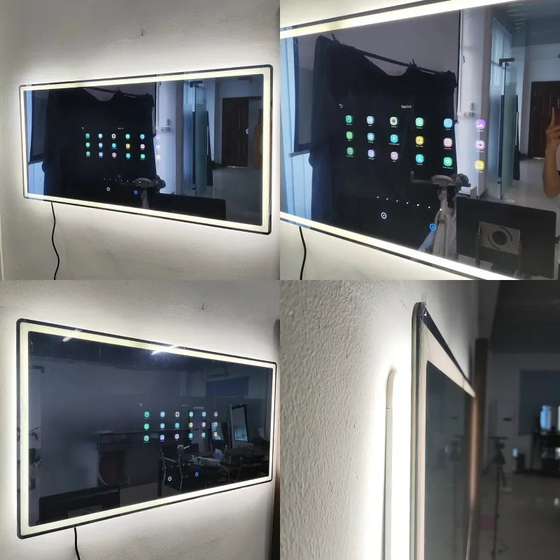 Customized Smart Magic Mirror Full Function Glass Smart Android Tv Mirror Smart Led Bathroom Mirror with Touch Screen Hotel