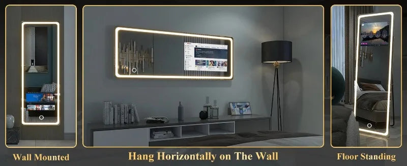 Customized Smart Magic Mirror Full Function Glass Smart Android Tv Mirror Smart Led Bathroom Mirror with Touch Screen Hotel