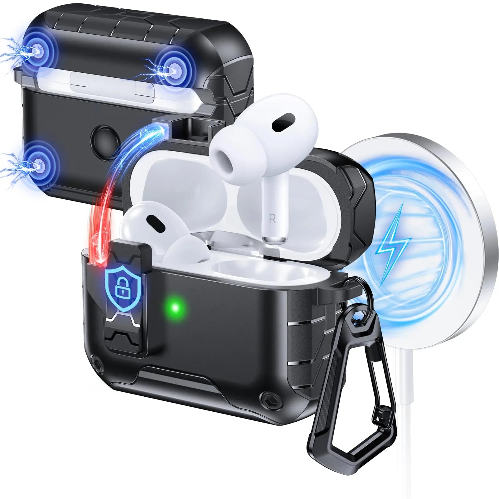 Magnetic Auto Lock Case for AirPods Pro 3 Phone Stand Case Cover with Cleaning Kit & Keychain Protective Case for AirPods Pro 3