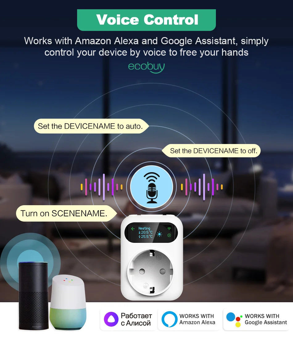 Smart Wifi Thermostat Plug Outlet Temperature Controller Tuya APP Voice Control Electric Switch for Heating Cooling Appliances