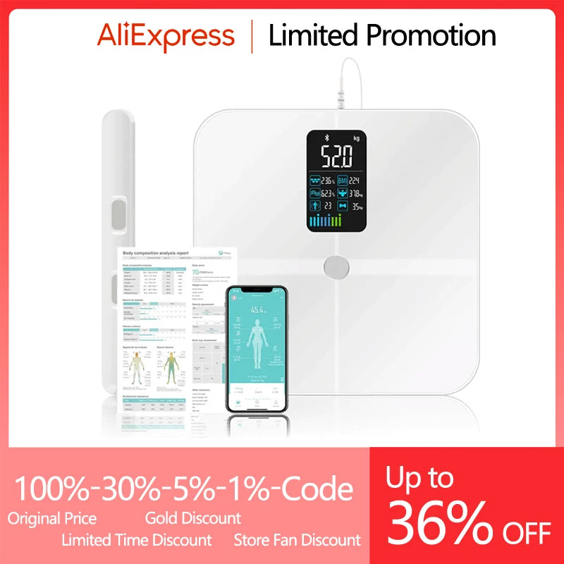 Smart 8 Electrode Scale Bioimpedance Electronic Digital Weight Balance Fat Body Water Muscle Mass BMI Composition Scale