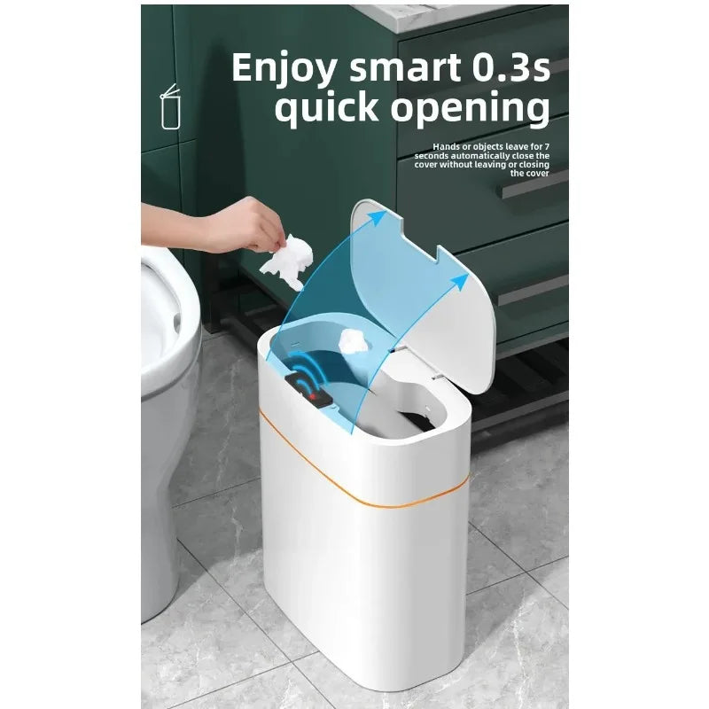 Smart sensor trash can for home use, bedroom with lid, bathroom, anti-odor, bedroom and living room