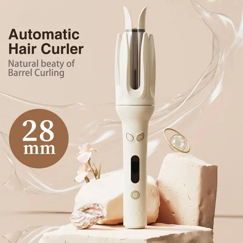 Automatic curling iron, 28 mm barrel, 4 temperature modes, negative ion generator, smart timer and sensor（U.S. Plugs）