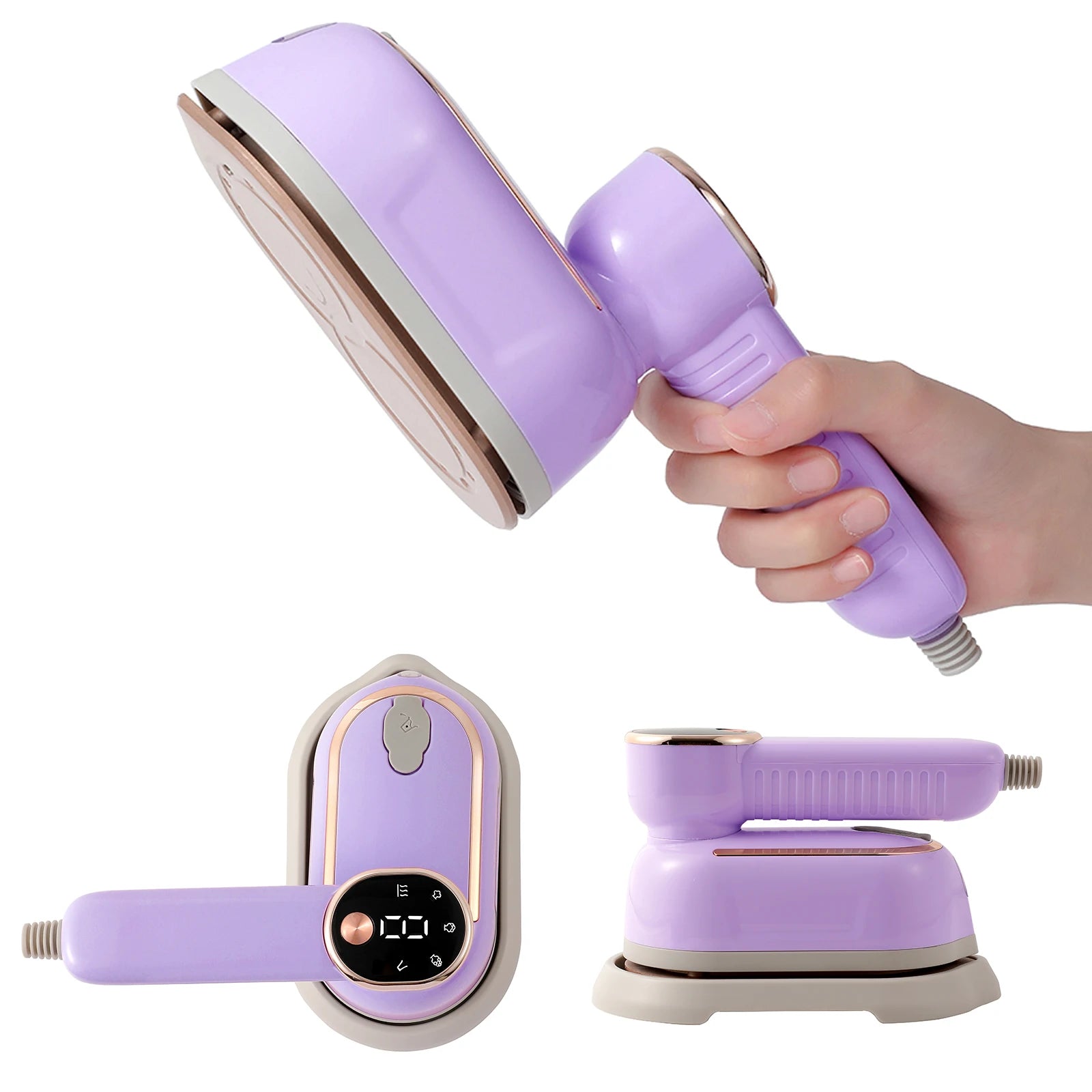 Portable mini steam iron with four temperature control and high-power rotating handheld ironing machine.