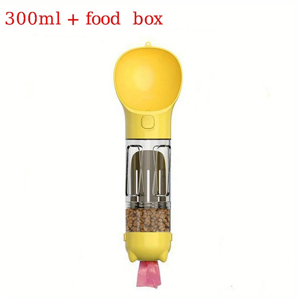 Portable Multifunction Dog Water Bottle Food Feeder Pet Travel Drinking Bowl Poop Dispenser Leak-proof Puppy Waterer Bottle
