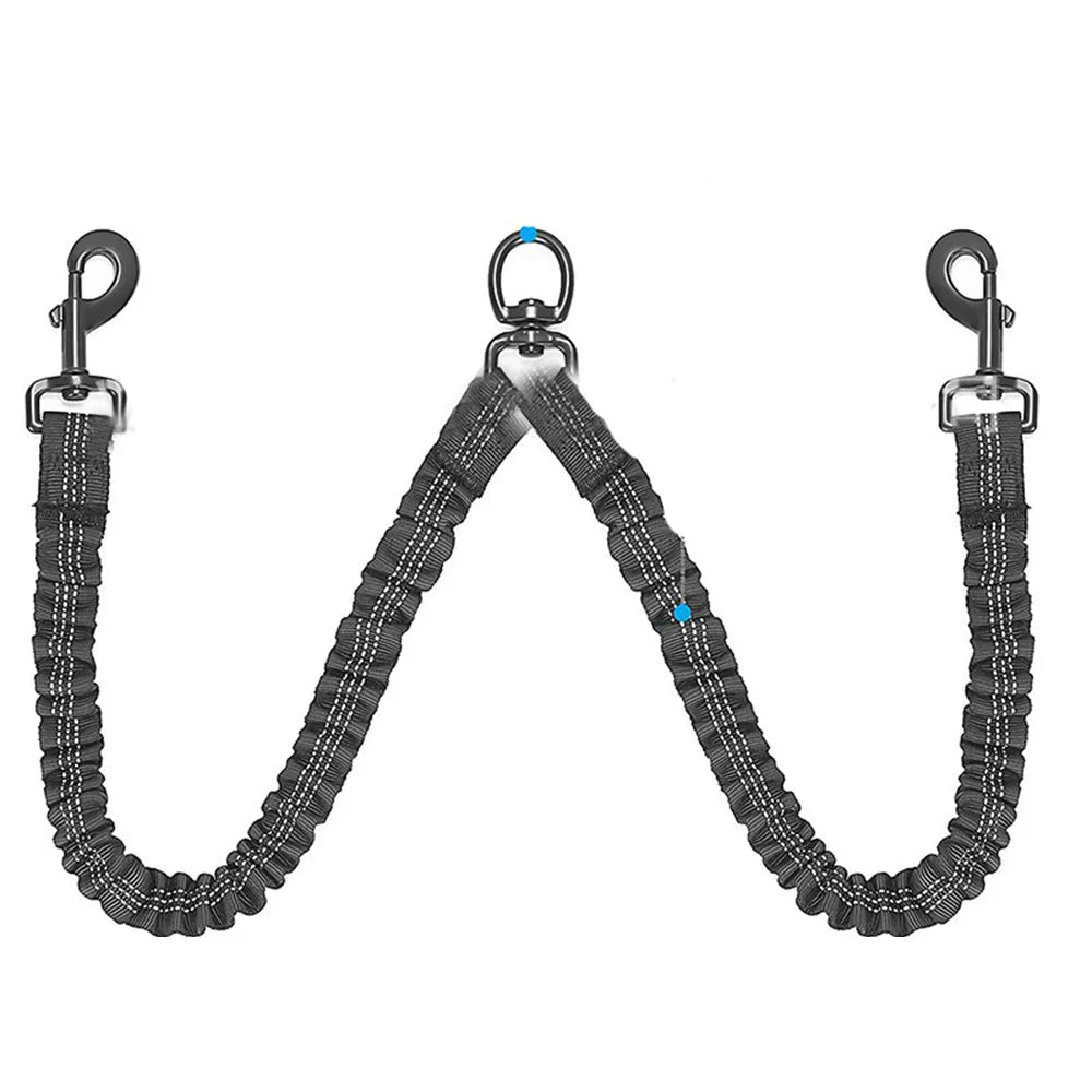 Dog Double Leashes Pet No Tangle Leash Coupler Resilient Comfortable Shock Absorbing Reflective Leash for Walking 2 Dogs