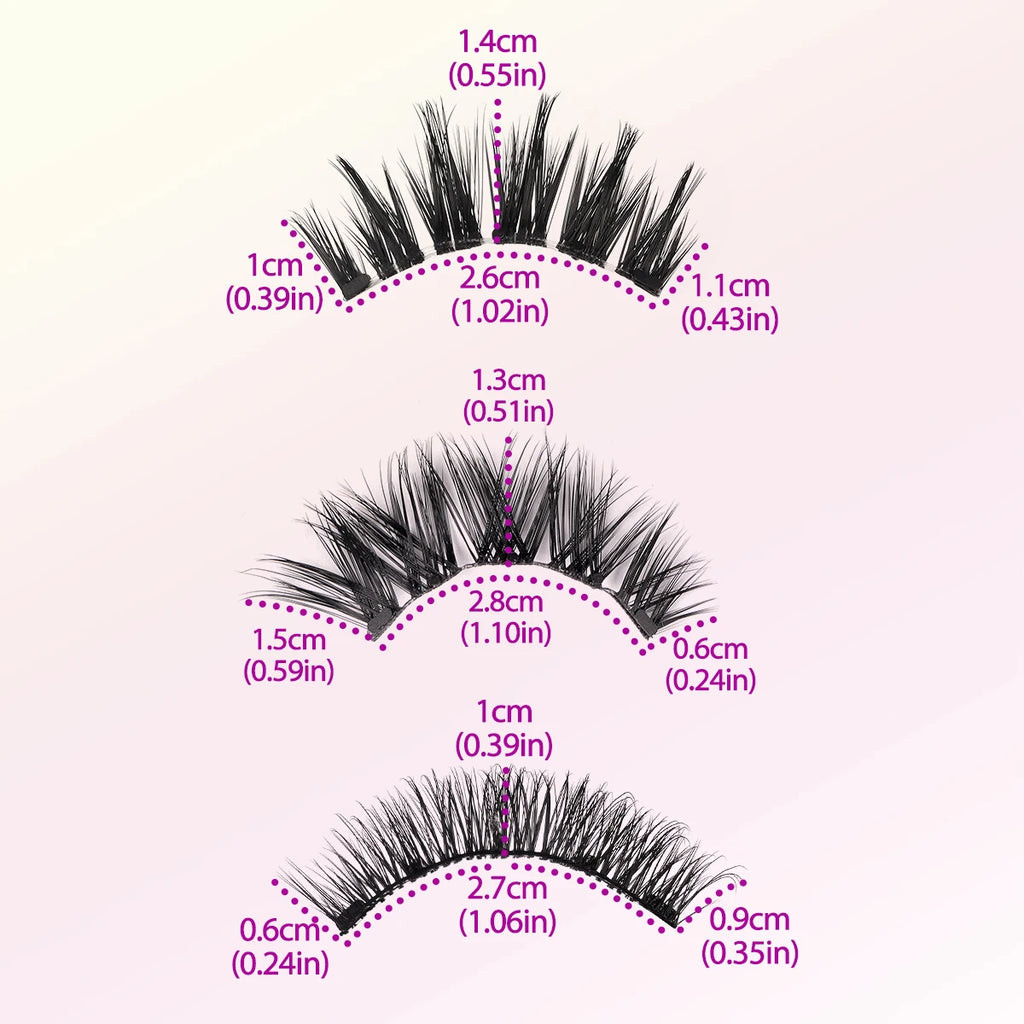 MAGEFY Reusable Magnetic Eyelashes 3 Pairs Natural Curly Natural Magnetic False Eyelashes Glue Free with Applicator Easy to Wear