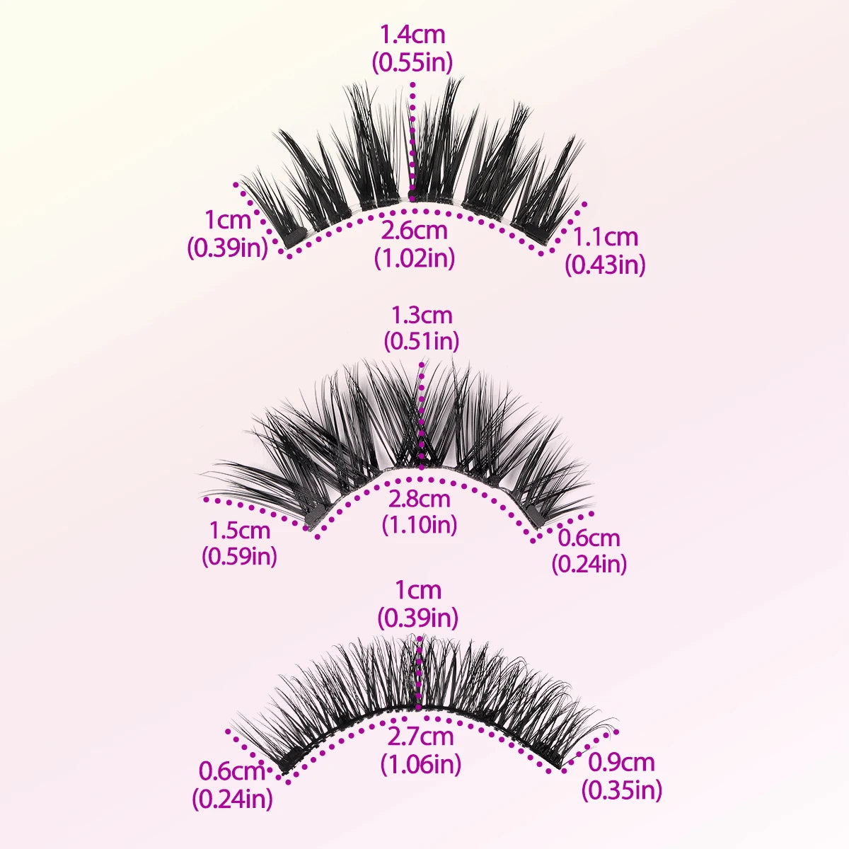 MAGEFY Reusable Magnetic Eyelashes 3 Pairs Natural Curly Natural Magnetic False Eyelashes Glue Free with Applicator Easy to Wear