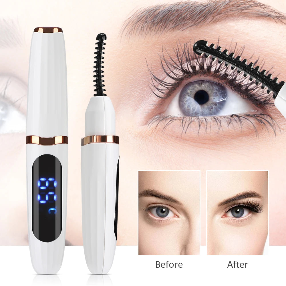 Electric Eyelash Curler Portable 3 Levels Eyelash Curling Device Quick Natural Eyelash Curler Long Lasting Lady Make up Tool