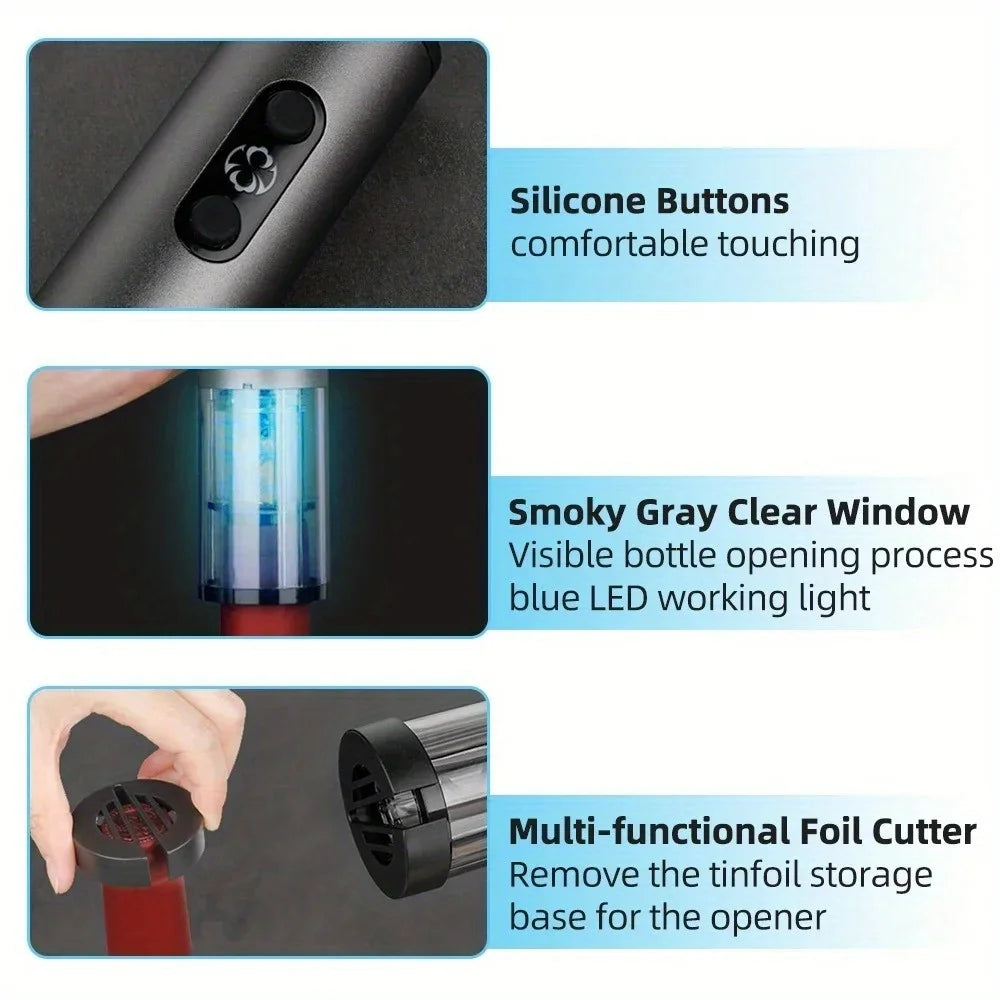 Electric Wine Bottle Opener USB Rechargable Automatic Wine Corkscrew with Foil Cutter Corkscrew Kitchen Gadgets for Party Bar