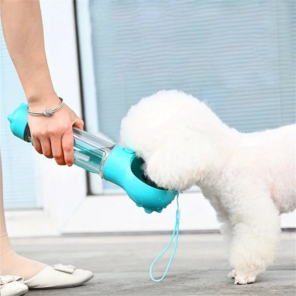 Portable Multifunction Dog Water Bottle Food Feeder Pet Travel Drinking Bowl Poop Dispenser Leak-proof Puppy Waterer Bottle