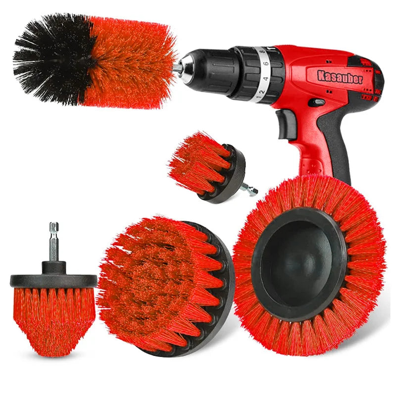 5pcs Multi-Purpose Electric Drill-Brush kit Power Scrubber Brush Car Polisher Kitchen Bathroom Cleaning Kit Toilet Cleaning Tool