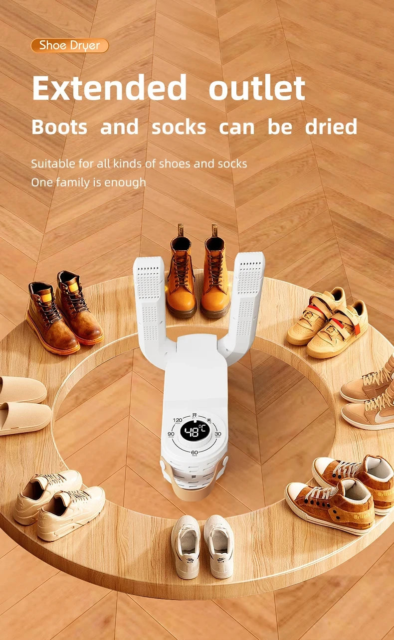 Intelligent Timer Shoe Dryer Adjustable Dryer Quick Drying Deodorizing Sterilizing Shoe Dryer Household Shoe Warmer Heater