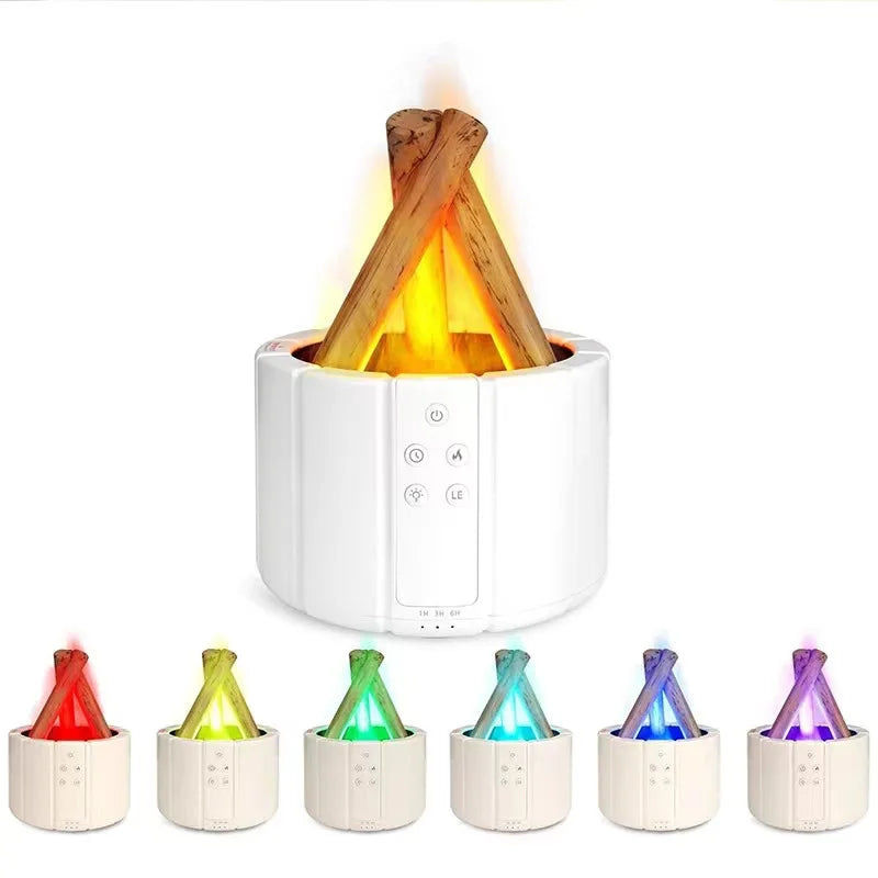 2025 New Simulated Flame Aroma Diffuser Bonfire Air Humidifier Ultrasonic Cool Mist Maker Fogger LED Essential Oil Lamp Difusor
