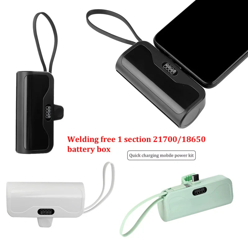Mini Portable 21700 Battery Case Battery Power Charger DIY Case Power Bank Enclosure Battery Case for21700 /18650 Batteries