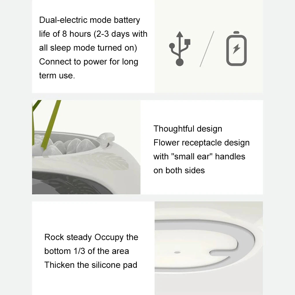 Smart Flowerpots Plant Cute Pet Intelligent Lazy Automatic Suction Flower Shape USB Rechargeable Indoor Plant Small Flower Pot