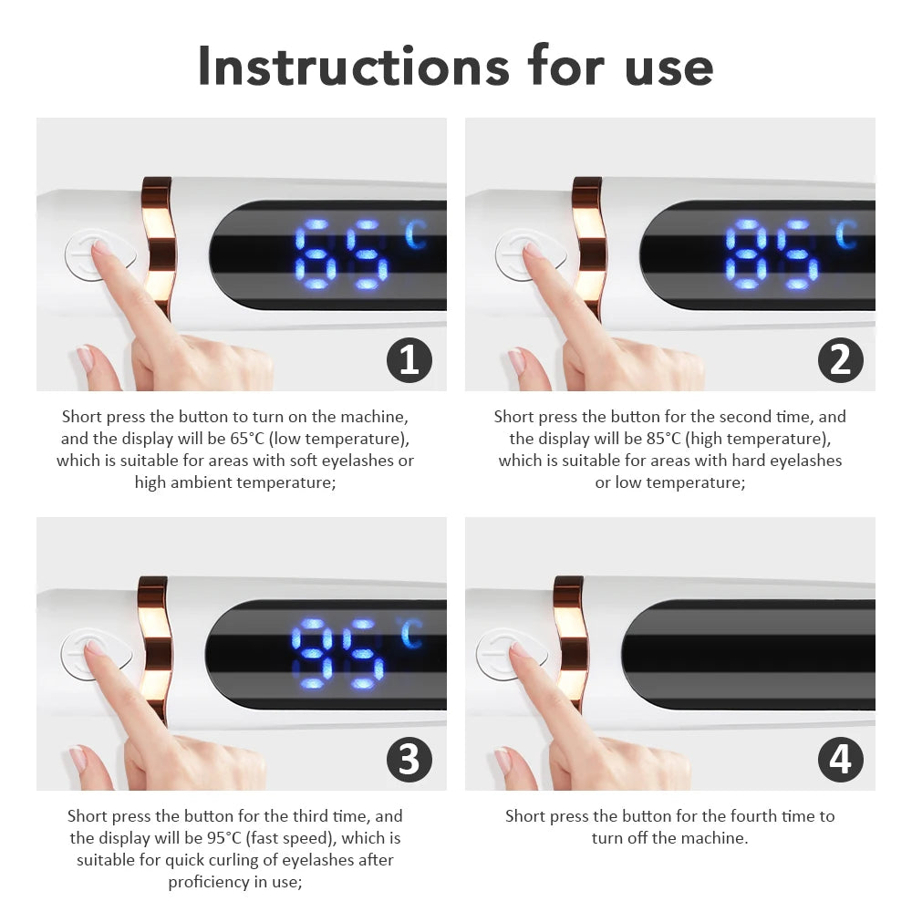 Electric Eyelash Curler Portable 3 Levels Eyelash Curling Device Quick Natural Eyelash Curler Long Lasting Lady Make up Tool