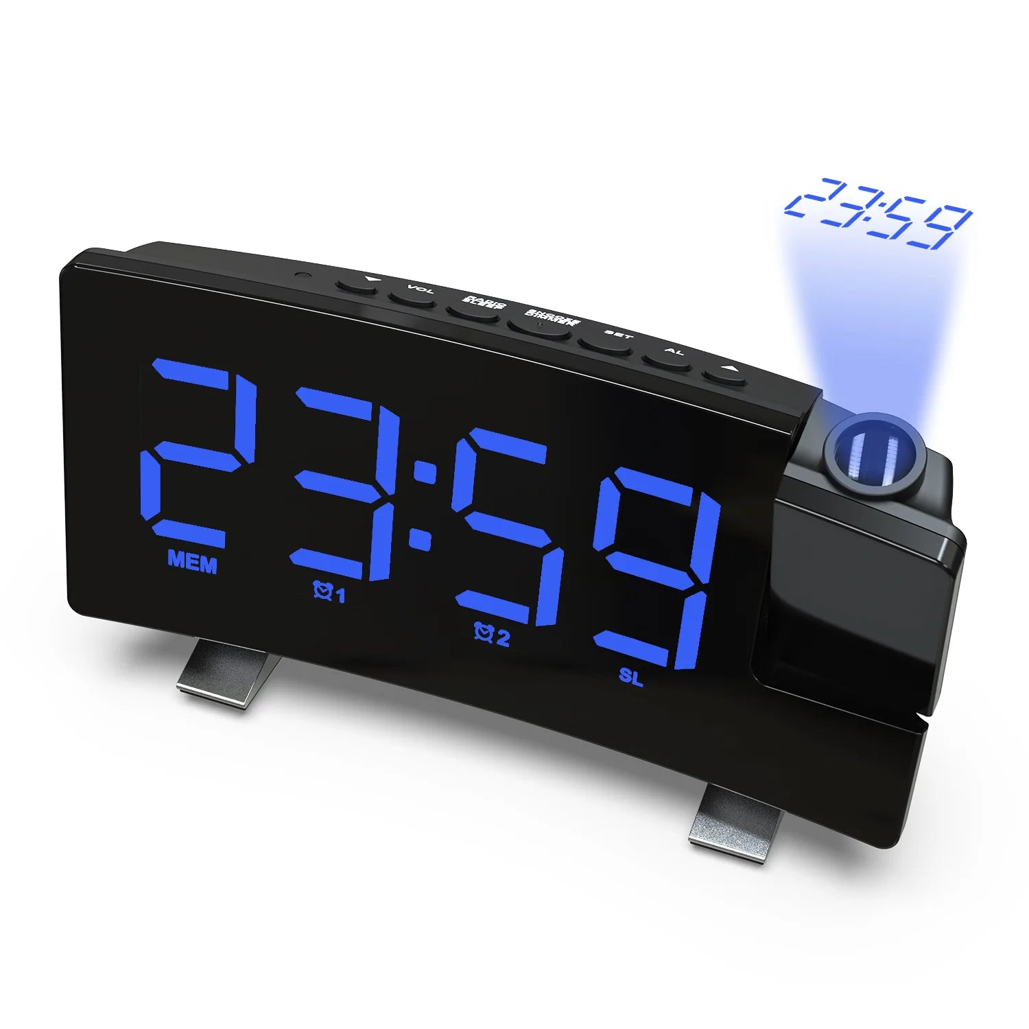 Projection Digital Alarm Clock for Bedroom Large LED Alarm Clock Projection on Ceiling Wall 180°Projector for Heavy Sleeper New