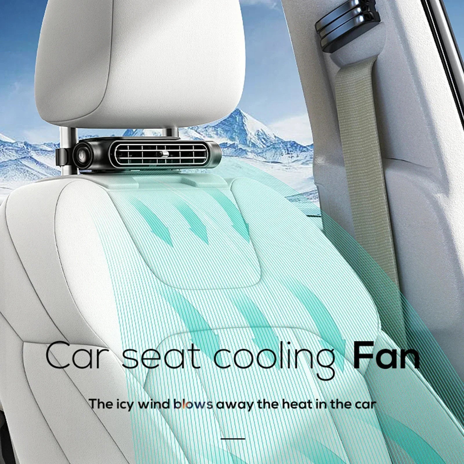 Car Headrest Cooling Air Fan Adjustable Car Seat Headrest Fan USB Powered Car Neck Cooler for Front Rear Seat Passenger Amagi
