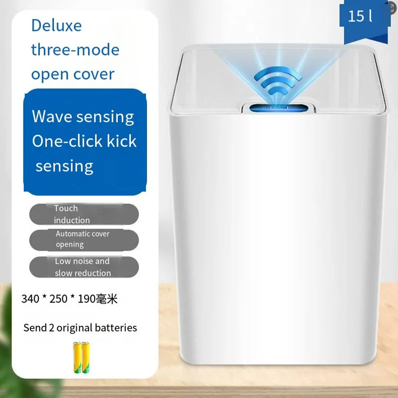 NEW Smart Trash Can Automatic Sensor Home Bathroom Kitchen Living Room Bedroom Medical Waste Bin Simple Electric Plastic