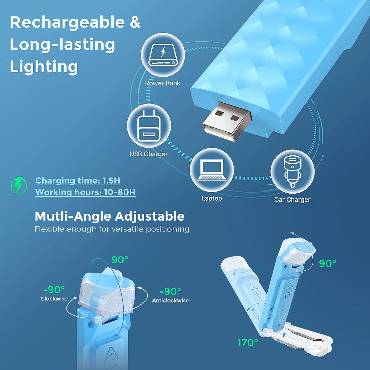 Lâmpada de Livro com Ajuste de Brilho