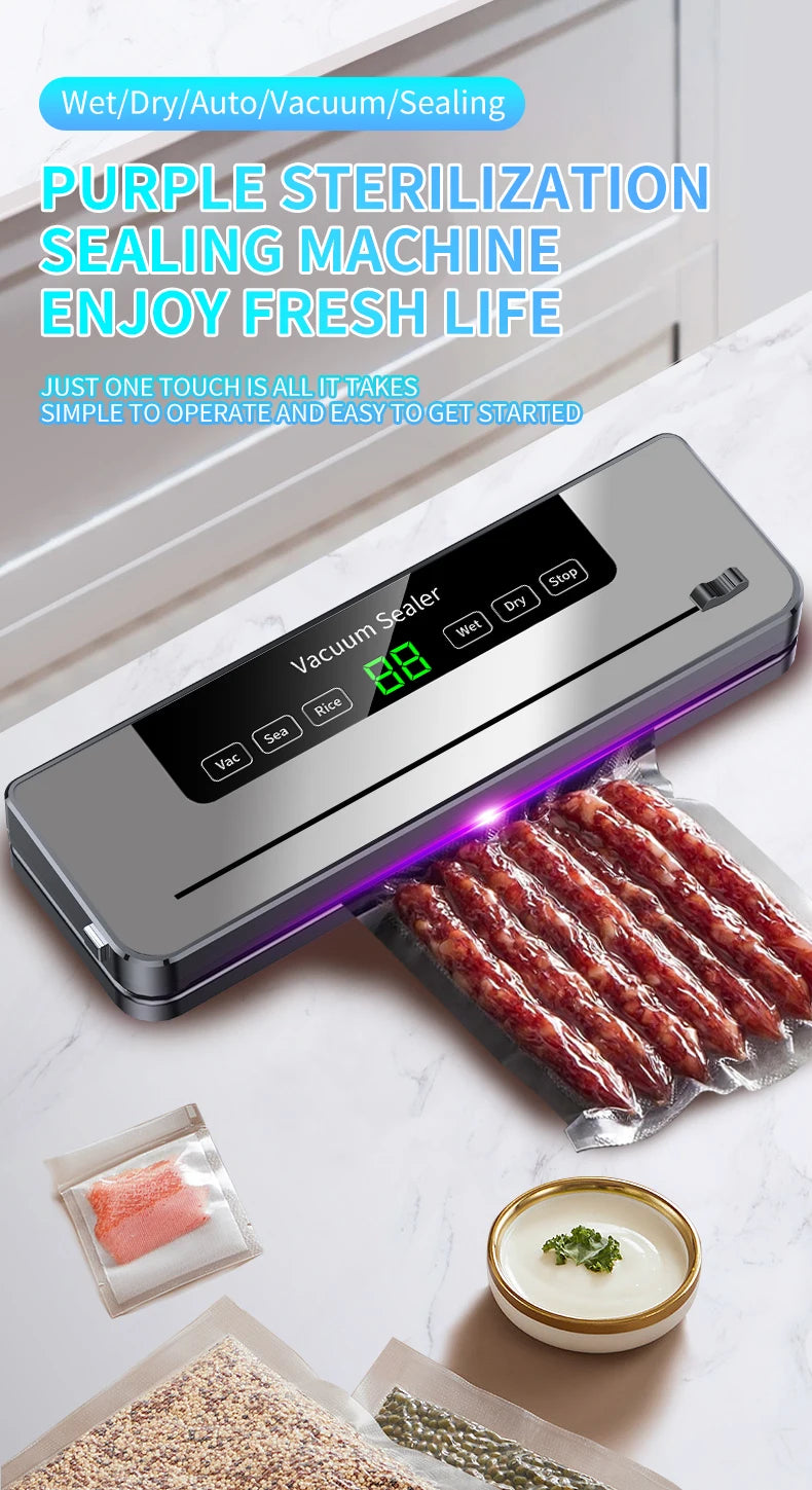 Electric Professional Vacuum Sealer Food Electric Vacuum For Kitchen Food Storage Sealing Machine Dry/Wet Food Cuisine Sealer