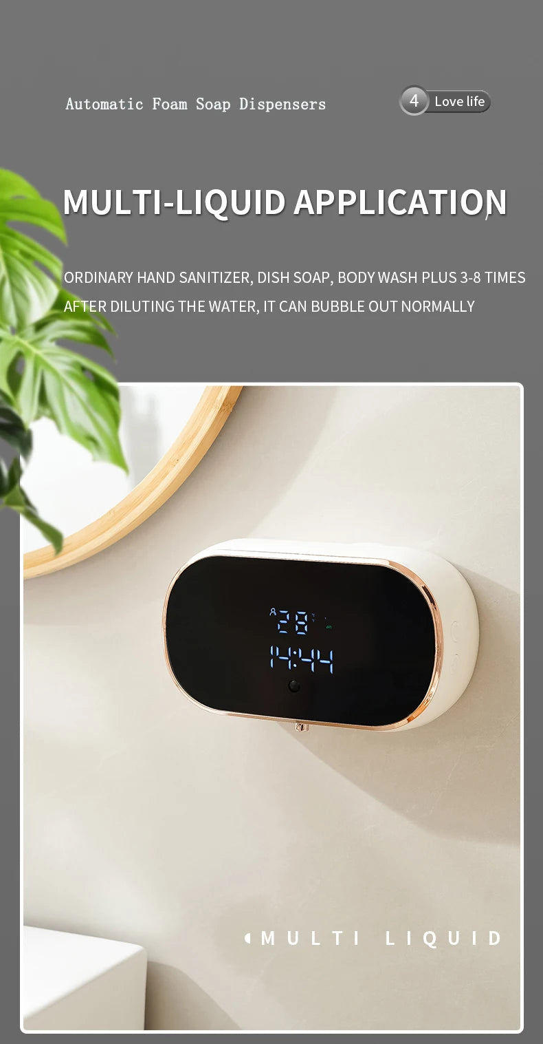 New Automatic Foam Soap Dispensers For Bathroom Smart Washing Hand Machine With USB Charging Two Colors with ABS Material