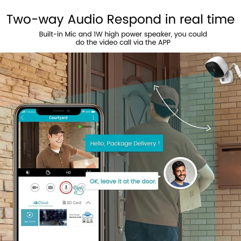 Xiaomi 4K Mini WiFi Camera IP/AP Remote Monitor Cloud Storage 2-Way Audio Motion Detection Camcorder Surveillance Security Cam