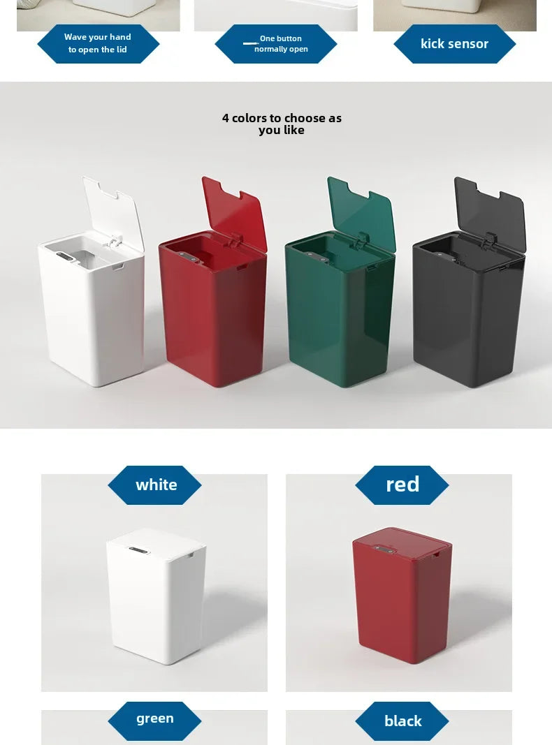 NEW Smart Trash Can Automatic Sensor Home Bathroom Kitchen Living Room Bedroom Medical Waste Bin Simple Electric Plastic